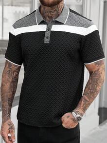 Manfinity CasualCool 男士必备Polo衫，翻领Polo衫，纽扣Polo衫，时尚纹理面料，三色撞色Polo衫，适合日常外出、朋友聚会、休闲周末穿着，是送给男友或丈夫的绝佳礼物，INS热销Polo衫 - 彩色 - 查看 3