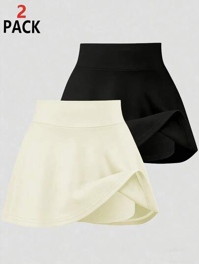 SHEIN Girls' Casual All-Match Versatile Sports, Yoga, Ballet Dance, School Leggings Shorts Skirt, Spring/Summer