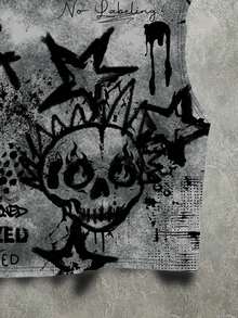 Manfinity ZONE917 Camiseta de tirantes corta con estampado digital de calavera para hombre - Multicolor - Ver 3