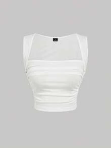 SHEIN MOD 4 piezas de blusas casuales versátiles de uso diario para mujer, unicolor con fruncido, top de verano - Multicolor - Ver 9