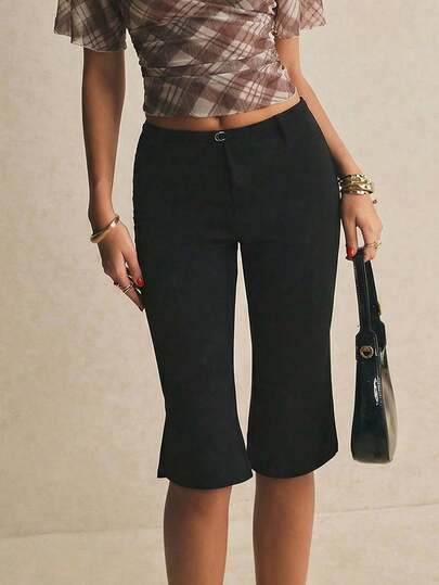 Poéselle 女士夏季休闲纯色七分裤