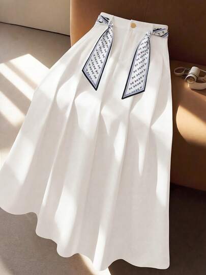 GlowEve CURVE Fustă elegantă de damă Plus Size cu eșarfă decorativă