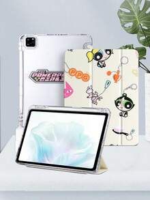 THE POWERPUFF GIRLS X SHEIN 透明亚克力三折双面印花少女图案保护套，兼容 iPad Mini 6/ Mini 7/Air/Air 2/9.7/10.5/10.2/Air 4/Air 5/10.9/Pro 11/10/2024 Air 11 (M2)/Pro 11 (M4) 2024/Air 11 英寸 (M3) 2025/ (A16) 11 英寸第 11 代 2025 款。高透明度保护套，产品不含触控笔。部分型号在框架内设有内置触控笔插槽。 - 彩色 - 查看 2