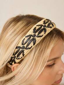 MOTF PREMIUM Băng đô thời trang bện màu vàng và đen bản rộng - Vàng đen - Xem 2