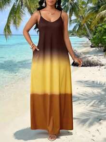 SHEIN Lady Đầm maxi rộng thùng thình màu xanh dương cho nữ, kiểu boho, hở lưng, thích hợp cho sinh nhật & sự kiện, lễ hội, du lịch, thời trang nữ boho/bohemia/boho, áo cổ yếm, trang phục nữ châu Phi, đầm nữ mùa hè, đầm nhiệt đới, hàng mới về, đầm nữ, đầm đi biển, đầm lễ Phục sinh, trang phục lễ Phục sinh cho nữ. - Nhiều màu - Xem 1