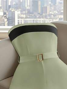 GlowEve Jumpsuit Kasual Wanita Model Tube Top dengan Motif Patchwork Warna-warni - Hijau - View 5