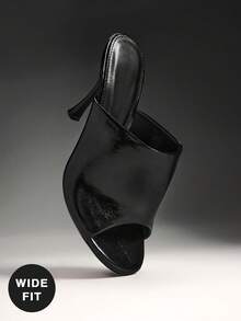 SHUZIA Giày sandal cao gót mũi nhọn kiểu dáng tối giản, thanh lịch dành cho nữ, dáng rộng. - màu đen - Xem 5