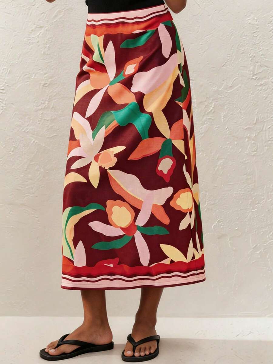 Maija Women's Casual Floral Print A-Line Skirt - Multicolor - View 1