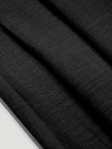 Elenzga New Women's High Waist Side Zipper Decor Button Design Wide Leg Pants, Elegant Casual Daily Wear, Spring/Autumn - Black - View 7