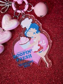Betty Boop x SHEIN 1 Móc khóa hình chuông tình yêu màu hồng Betty Boop, mặt dây chuyền hình ngôi sao và nơ, phụ kiện nhỏ dễ thương cho túi xách. - Nhiều màu - Xem 3