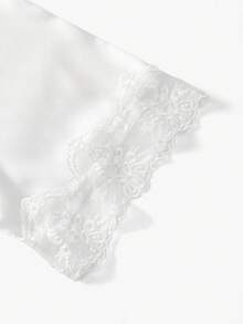 Bisouelle 四件套睡衣套装：刺绣V领缎面吊带裙、吊带背心、短裤和浴袍，新娘内衣套装，秋冬服装 - 白色 - 查看 13