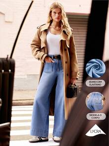 Daynim Jeans de cintura alta y pierna ancha - Azul lavado medio - Ver 8