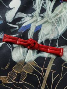 Street Life 男士复古花卉图案休闲前开襟衬衫，短袖 - 紅色 - 查看 5