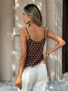 Franclia 新款春夏蕾丝吊带女式背心 - 棕色 - 查看 2