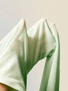 SHEIN ICON Đầm ngắn gợi cảm, rộng thùng thình, cổ khoét sâu, phối lưới, hở lưng. - Màu xanh Bạc hà - Xem 9