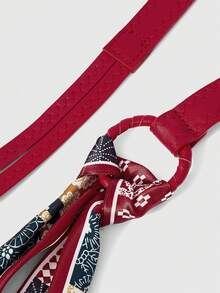Fairycore 1pc Retro Punk Hip-Hop Geometric Pattern Belt - Red & Black Color-Block With White Floral Design, Adjustable Buckle For Jeans, Dresses, Casual & Everyday Wear - Unisex Fashion Accessory (Hand Washable), Suitable For Spring, Summer, Autumn, Winter - Multicolor - View 11