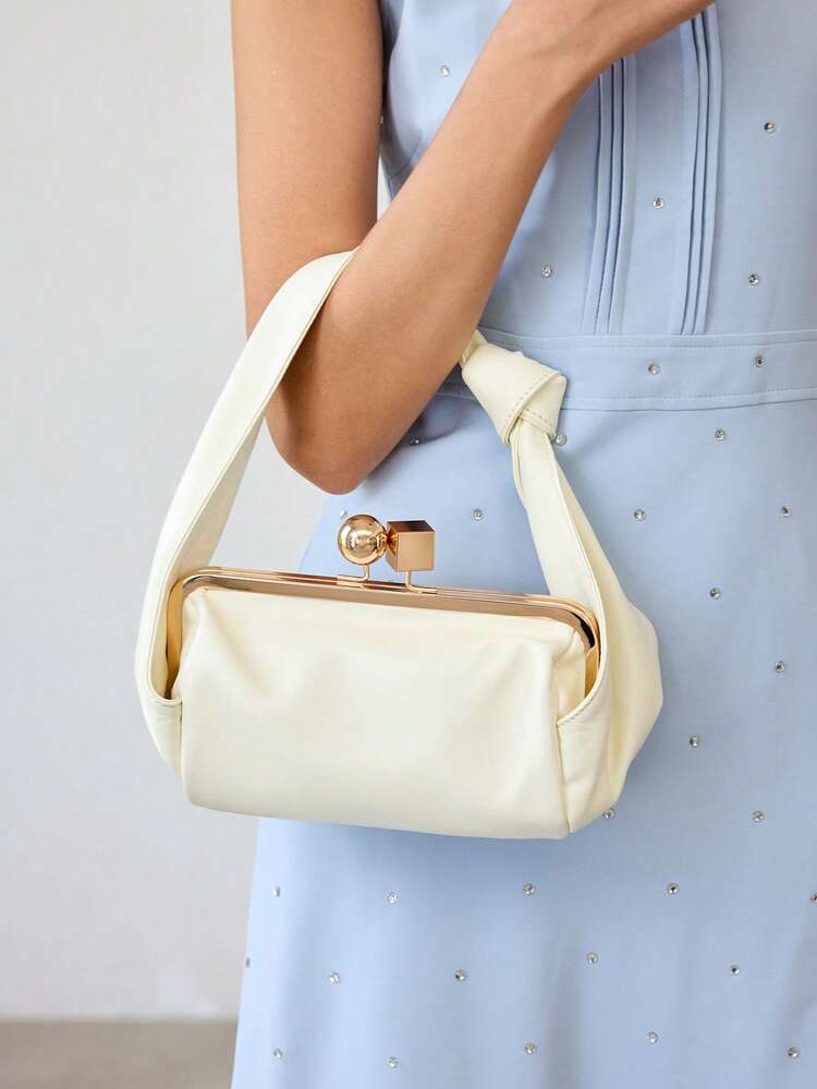 WOMEN'S KNOT STRAP KISS LOCK HANDBAG