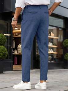 Manfinity Mode Men Solid Color Knot Business Pin Tuck Slant Pocket Pants Men Office Pants  Pants For Men Men Suit Pants Clothes For Men Men Pants - Royal Blue - View 2