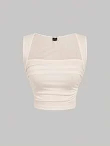 SHEIN MOD 4 piezas de blusas casuales versátiles de uso diario para mujer, unicolor con fruncido, top de verano - Multicolor - Ver 8