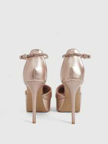 CUCCOO LuxiPop Giày cao gót nữ kiểu dáng mới mùa xuân hè, thiết kế đính kim cương, ôm sát gót, mũi nhọn, gót ly rượu, đế cao, chống thấm nước, thanh lịch và gợi cảm, hở mũi, thích hợp cho hẹn hò, tiệc trà chiều, ngày Valentine. - Rượu sâm banh - Xem 5