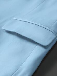 Calvornis Men's Fashionable Versatile Solid Color Blazer For Commuting, Formal, Ceremony - Baby Blue - View 4