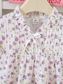 SHEIN Young Girl Floral Print Ruffle Casual Versatile Daily Wear Shirt - Multicolor - View 2