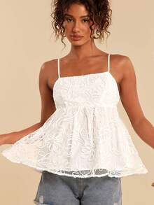 Travachic Áo hai dây voan mỏng dành cho nữ, thích hợp cho kỳ nghỉ xuân/hè. - trắng - Xem 6