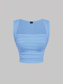 SHEIN MOD 4 piezas de blusas casuales versátiles de uso diario para mujer, unicolor con fruncido, top de verano - Multicolor - Ver 7