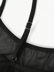 Bisouelle Bộ đồ lót lưới gợi cảm 2 món dành cho nữ - màu đen - Xem 8