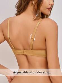 SHEIN 女士纯色舒适钢圈文胸 - 薑色 - 查看 2