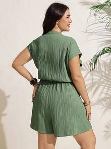 SHEIN LUNE Mono bohemio de verano con estampado geométrico irregular para mujer talla grande - Verde - Ver 3