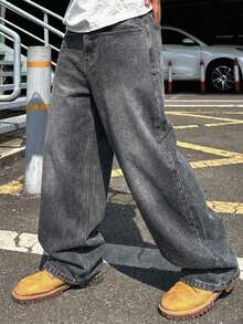 DAZY Men's Spring Loose Fit Wide Leg Casual Jeans With Pockets, Versatile - Grey - View 4