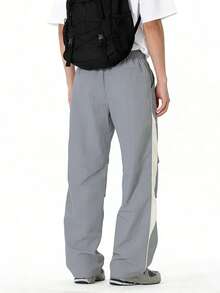 Gym Rark Men's Drawstring Waist Color Block Casual Versatile Daily Wear & Sports Pants - Grey - View 2