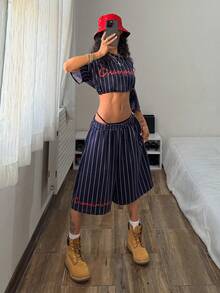 StreetHx Women's Fashionable Striped Casual 2 Pieces Set - Multicolor - View 5