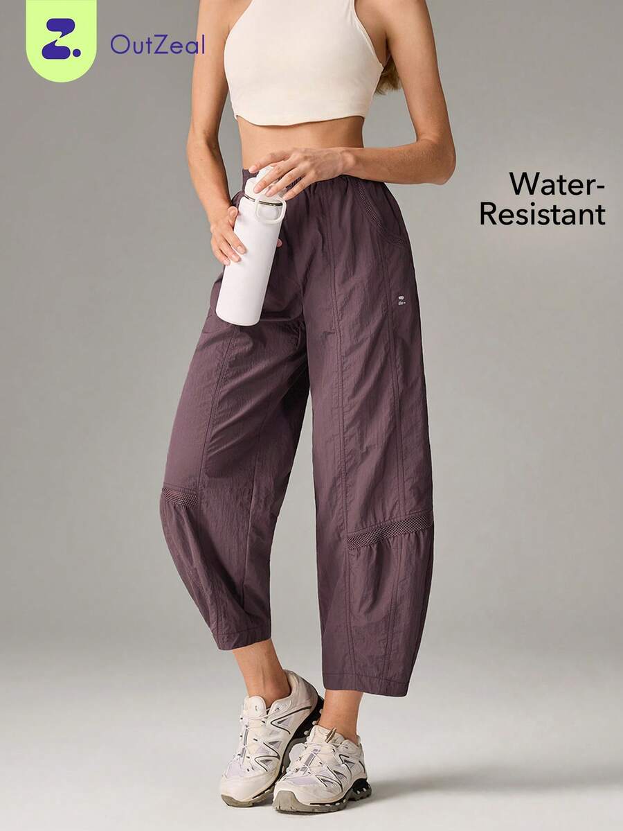 Women Sports Pants Camping Hiking Travel Water-Resistant Mesh Design Active Bottoms - Purple - View 1