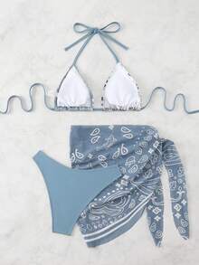 Swim Vcay 女士度假沙滩泳衣套装 - 霧霾藍 - 查看 2