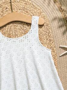 SHEIN Áo khoác ngoài dáng suông ombre nhiều màu sắc cho bé gái, thoải mái và nhẹ nhàng, phù hợp cho bé 4-7 tuổi, thích hợp cho kỳ nghỉ hè. - trắng - Xem 6