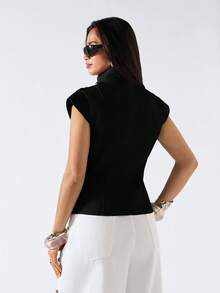 LYSMO 2026 New Minimalist Spring/Summer Vintage Stand Collar Jacket, Suitable For Commuting - Black - View 2