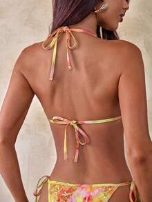 Aloruh 女士春夏新款花卉印花串珠刺绣面料奢华派对礼服，饰有串珠流苏，适合音乐节、海滩度假等场合。 - 黃色 - 查看 2