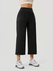 OutZeal 女士健身运动裤 黑色休闲速干阔腿七分裤 运动下装 - 黑色 - 查看 8