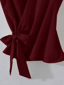 SHEIN Franclia 女款時尚酒紅色無袖襯衫附腰帶，翻領收腰夏季上衣，優雅大方職場正式襯衫，設計師風格時尚上衣 - 酒紅色 - 查看 5