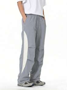 Gym Rark Men's Drawstring Waist Color Block Casual Versatile Daily Wear & Sports Pants - Grey - View 4