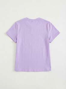 Briarwyn 女款圓領刺繡卡通熊圖案短袖修身T恤，夏季商務休閒高爾夫返校風 - 淡紫色 - 查看 9
