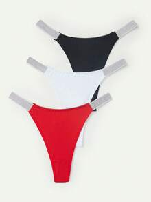 3 paquetes de tangas con cinta de contraste, ropa interior sexy para hombres - Multicolor - Ver 4