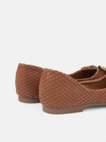 CUCCOO HITCHD Pointed Flat Bottom Comfortable And Fashionable Versatile Fairy Rhinestone Butterfly Flower Boy Soft Sole Brown Low Vamp Flat Shoes - Brown - View 5
