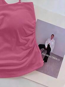 Franclia Women's Casual Racerback Tank Top, Solid Color, Suitable For Daily Commute In Summer - Hot Pink - View 3