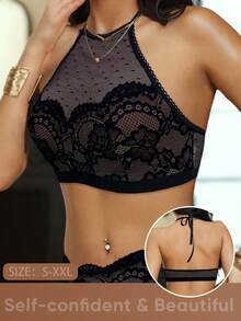 Seduluxe 1pc Lace Wireless Bra For Women - Black - View 3