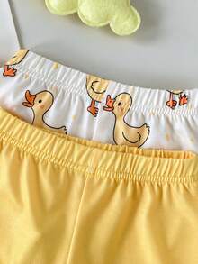 SHEIN Playful Pals Baby Girl Cartoon Print Camisole And Shorts Set, Summer - Yellow - View 8
