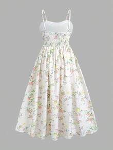 SHEIN 少女碎花无袖中长连衣裙，清新粉色 - 粉色 - 查看 6