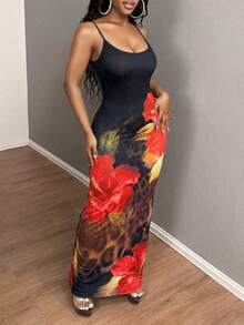 SHEIN SXY 大码女装春夏优雅性感舒适扎染吊带裙，适合日常穿着、婚礼、波西米亚风、外出、海滩度假、假日、海边、西部牛仔风、音乐节、演唱会、狂欢节派对、约会之夜、伊比沙岛、纳什维尔、休闲度假、低调优雅、时尚别致、夜店、可爱休闲、购物、街头风、外出等场合。易于搭配，显瘦，凸显身材，修饰身形。 - 彩色 - 查看 6